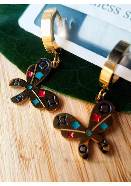 Gold Lüks Gösterişli Kelebek Figürlü Küpe fiyatları