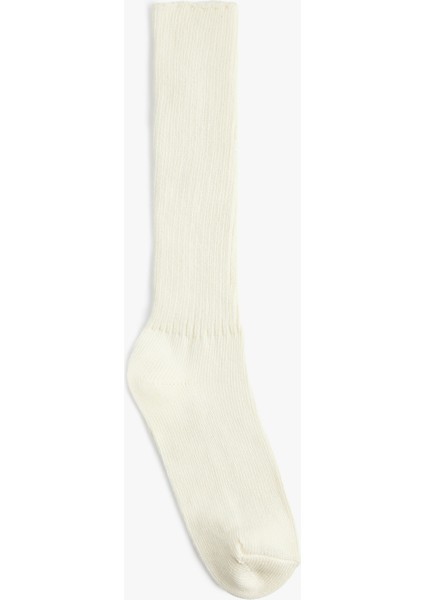 Pamuklu Dokulu Kalın Diz Altı Çorap