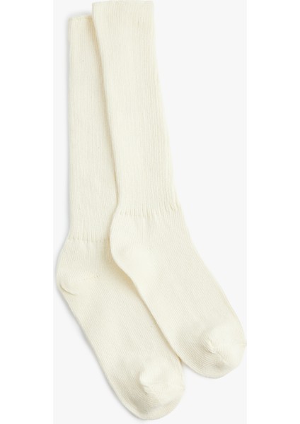 Pamuklu Dokulu Kalın Diz Altı Çorap fiyatları