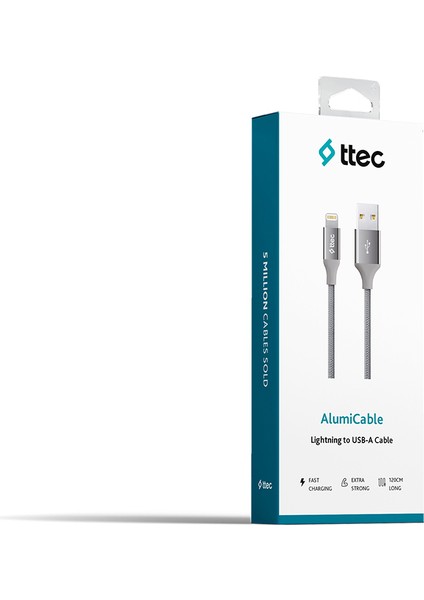 AlumiCable iPhone Uyumlu Şarj Kablosu - Uzay Grisi 2DK16UG