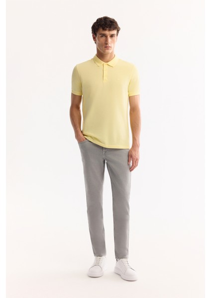 Erkek Sarı 3 Düğmeli %100 Mısır Pamuğu Polo Yaka Regular Fit T-Shirt B001027