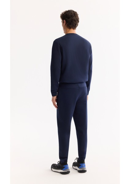 Erkek Lacivert Beli Lastikli Bağcıklı Bi-Stretch Regular Fit Eşofman Altı B003400