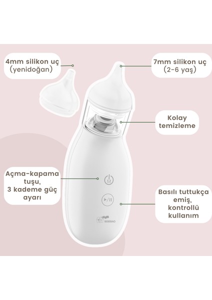 Q2 Elektrikli Bebek Burun Aspiratörü Çocuk Burun Temizleme Makinesi Şarjlı modelleri