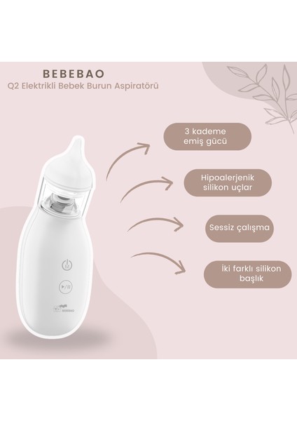 Q2 Elektrikli Bebek Burun Aspiratörü Çocuk Burun Temizleme Makinesi Şarjlı indirimleri