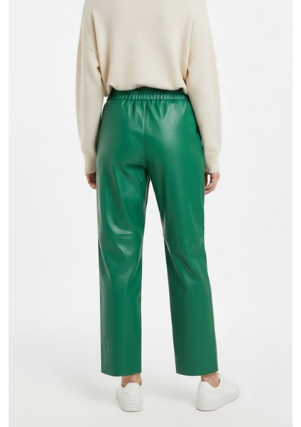 Deri Görünümlü Yeşil Jogger Pantolon fırsatları