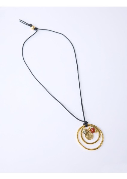 Altın Rengi Oval Figürlü Doğal Taş Detaylı Kolye fiyatları