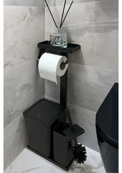3'ü 1 Arada Banyo Seti Tuvalet Kağıtlık, Çöp Kovası ve Tuvalet Fırça Takımı modelleri