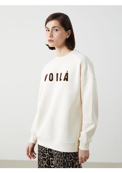 Yeni Sezon Baskılı Oversize Kadın Kalın Sweatshirt