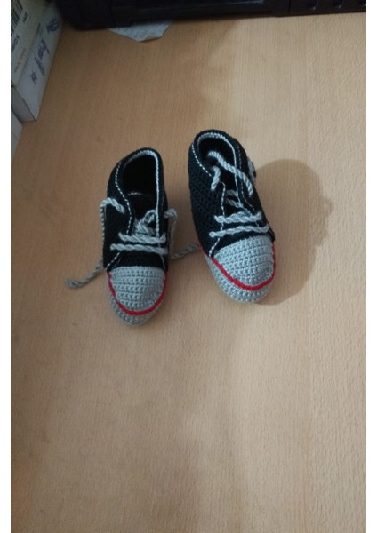 El Örgüsü Bebek Patigi 1 Adet Siyah Gri Kırmızı ( 6 Aylk ve 2 Yaş Için ) Kaliteli Şık Güzel fiyatları
