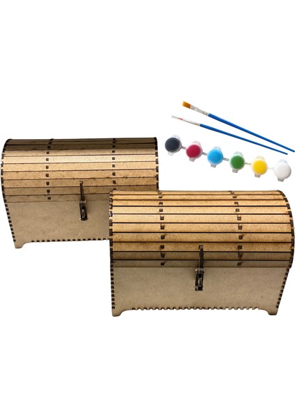 Ahşap Boyanabilir Sandık | Takı, Oyuncak, Anı Kutusu, Dekoratif Kutu – Her Yaşa Uygun Hobi Seti