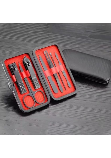 7 Parça Profesyonel Manikür Pedikür Seti Siyah Lüks Seyahat Çantası, Kadın & Erkek Tırnak Bakım Kiti modelleri