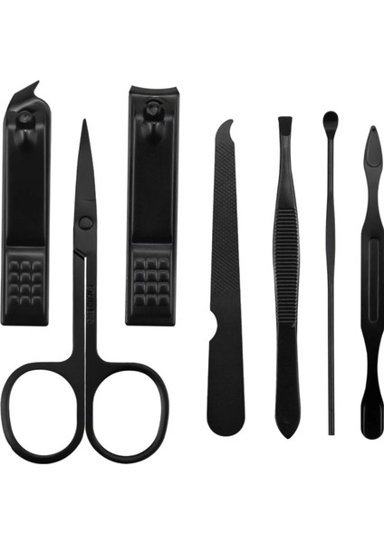 7 Parça Profesyonel Manikür Pedikür Seti Siyah Lüks Seyahat Çantası, Kadın & Erkek Tırnak Bakım Kiti fırsatları