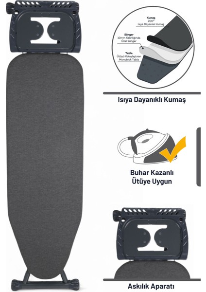 Silvia Özel Dokuma Kumaşlı Ütü Masası Antrasit indirimleri