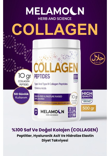 Kollajen Peptit ve Aminoasit Içeren Toz Takviye Edici Gıda Tip I ve Tip Iıı 500 gr