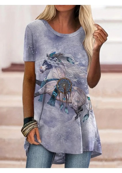 Kadın Kısa Kollu Bisiklet Yaka Salaş Süprem Bluz