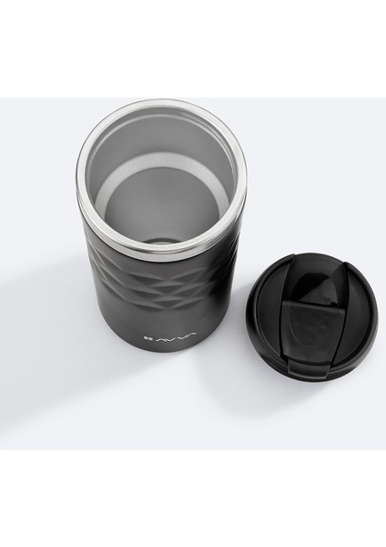 Erkek Siyah Paslanmaz %100 Çelik Termos 300 ML B009901