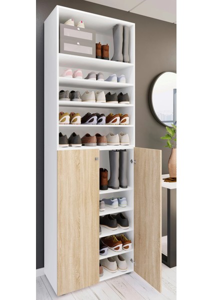 Visby Ayakkabılık - Çok Amaçlı Dolap - Kiler Dolabı - Atlantikçam-Beyaz- 80 cm