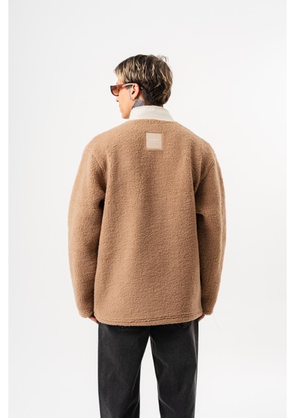 Erkek Zip Oversize Teddy Ceket Kahve modelleri
