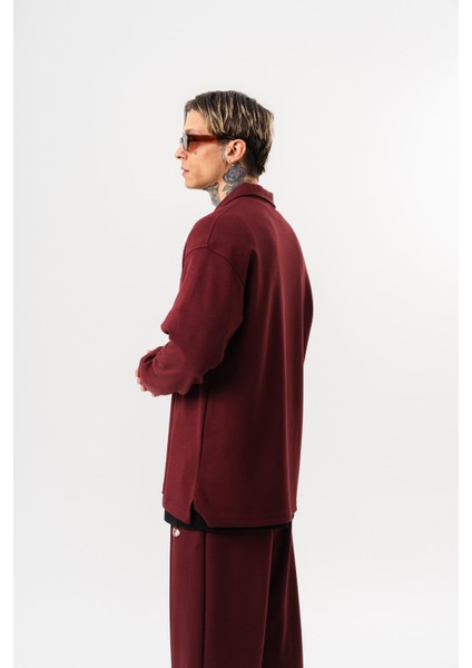 Erkek Yarım Fermuarlı Modal Sweatshirt Vişne fiyatları