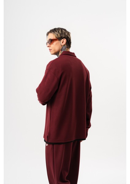 Erkek Yarım Fermuarlı Modal Sweatshirt Vişne modelleri