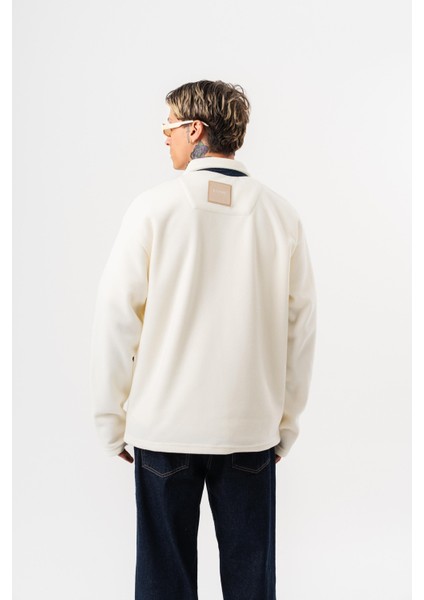 Erkek Zip Oversize Polar Ceket Ekru modelleri