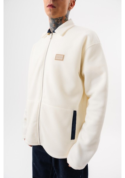 Erkek Zip Oversize Polar Ceket Ekru fırsatları