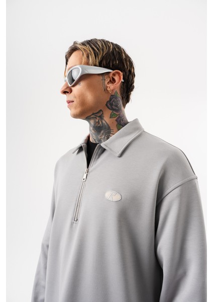 Erkek Yarım Fermuarlı Modal Sweatshirt Gri fırsatları