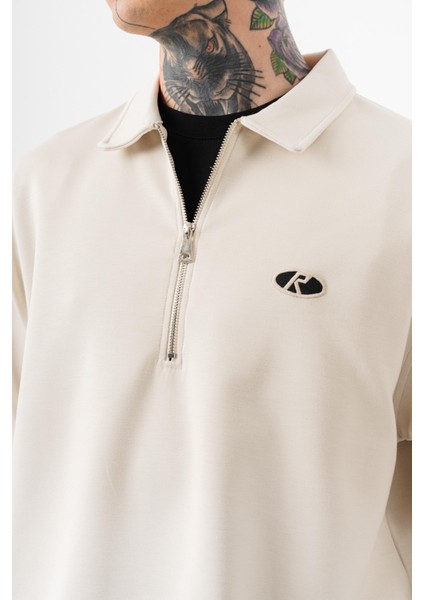 Erkek Yarım Fermuarlı Modal Sweatshirt Ekru indirimleri
