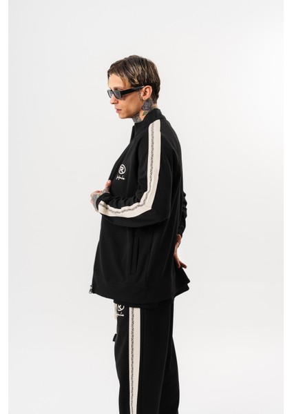 Erkek Ffb Şerit Detaylı Dik Yaka Doubleface Zip Oversize Sweatshirt Siyah fiyatları