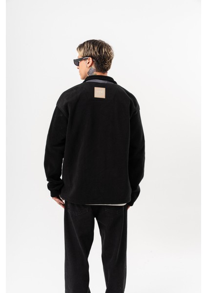 Erkek Zip Oversize Polar Ceket Siyah modelleri