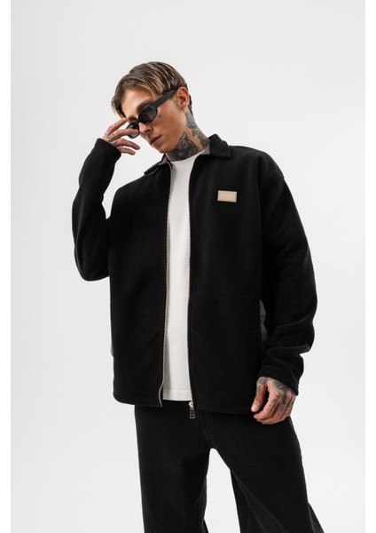 Erkek Zip Oversize Polar Ceket Siyah fırsatları