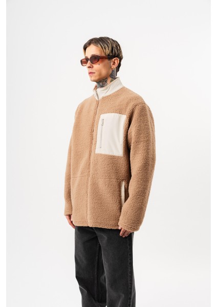 Erkek Zip Oversize Teddy Ceket Kahve fiyatları