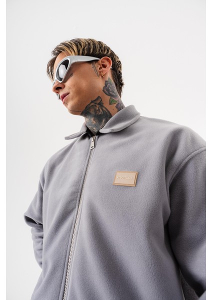 Erkek Zip Oversize Polar Ceket Gri indirimleri