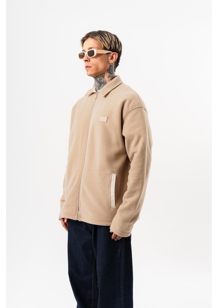 Erkek Zip Oversize Polar Ceket Bej fiyatları