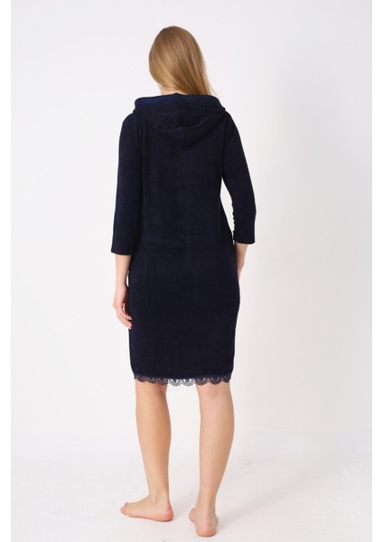 Kapüşonlu Fermuarlı Cepli Taşlı Truvakar Kollu Pamuklu Havlu Elbise indirimleri