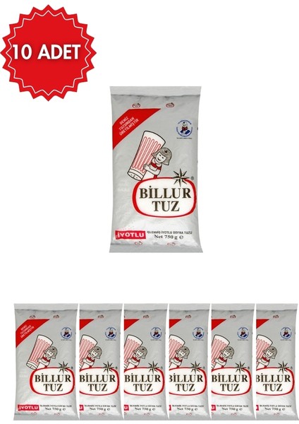 İyotlu Sofra Tuzu 750 g x 10 Adet| Yemeklik İnce Tuz | Sofralık ve Mutfak Kullanımı