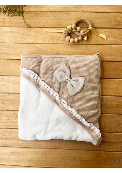 Pamuklu 75X75 Fiyonklu Bebek Havlusu / Kundak - Kahve modelleri