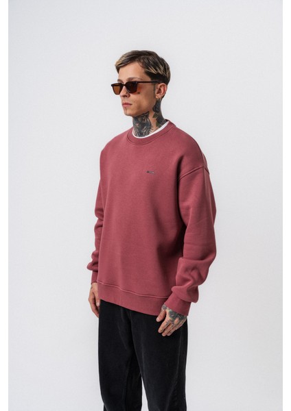 Erkek Respire Yazı Detaylı Basic Oversize Sweatshirt Gül fiyatları