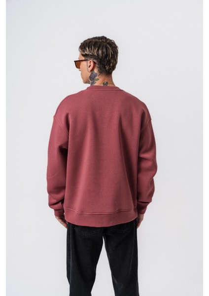 Erkek Respire Yazı Detaylı Basic Oversize Sweatshirt Gül modelleri