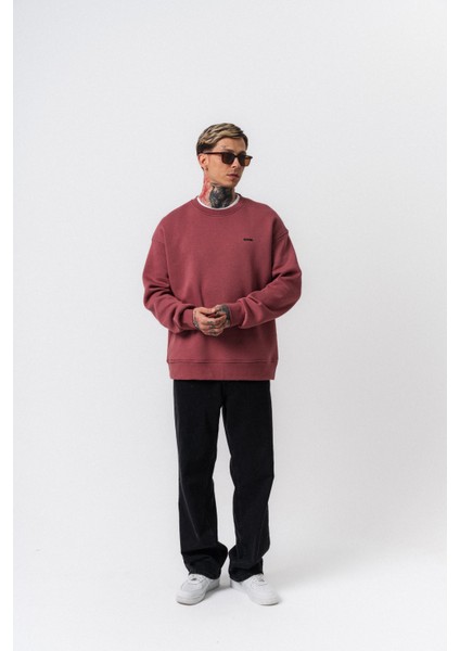 Erkek Respire Yazı Detaylı Basic Oversize Sweatshirt Gül indirimleri
