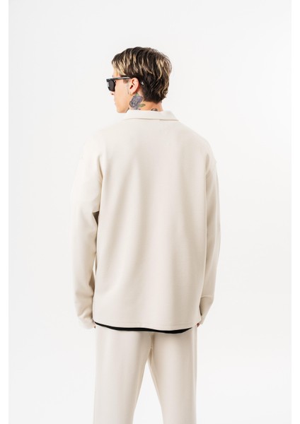 Erkek Yarım Fermuarlı Modal Sweatshirt Ekru modelleri