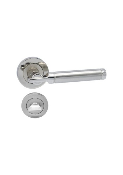 Can Kol Yuvarlak Rozetli Nikel Saten Wc Kapı Kolu