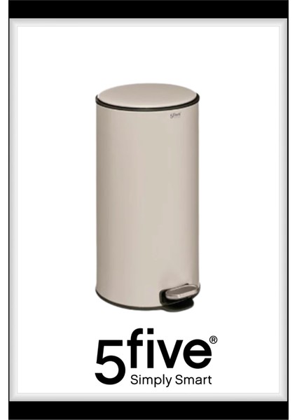 Delta 30 L Pedallı Çöp Kovası Kil Beyazı | Yavaş Kapanma, Aktif Karbon Filtre, 39×33×62 cm ,Kolay Temizlik Çıkarılabilir Yıkanabilir İç Sepet