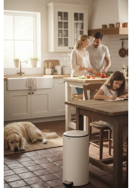 Delta 30 L Pedallı Çöp Kovası Kil Beyazı | Yavaş Kapanma, Aktif Karbon Filtre, 39×33×62 cm ,Kolay Temizlik Çıkarılabilir Yıkanabilir İç Sepet fırsatları