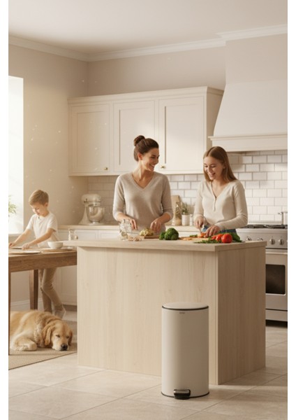 Delta 30 L Pedallı Çöp Kovası Kil Beyazı | Yavaş Kapanma, Aktif Karbon Filtre, 39×33×62 cm ,Kolay Temizlik Çıkarılabilir Yıkanabilir İç Sepet indirimleri