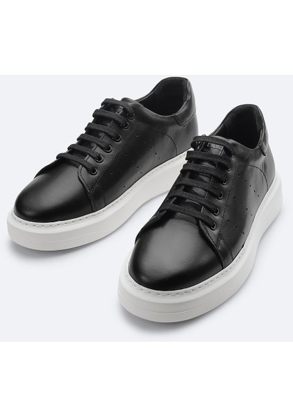 Erkek Siyah %100 Deri Esnek Taban Hafif Casual Ayakkabı B008000