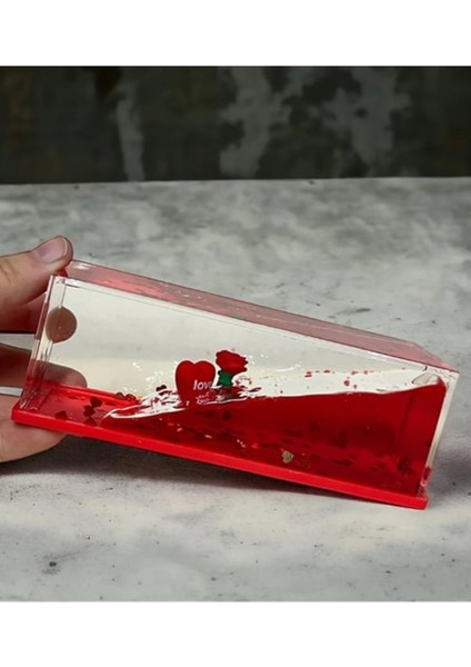 Love Temalı Hareketli Sıvı Dekoratif Blok – Kalp ve Gül Figürlü Hediyelik Masa Üstü Süs fiyatları