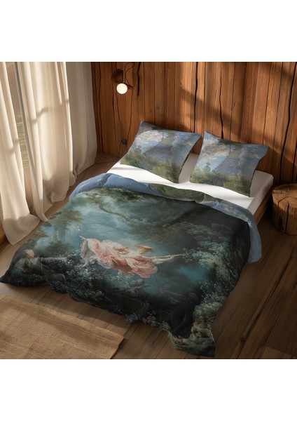 The Swing - Fragonard / La Promenade - Renoir Çift Taraflı Nevresim Takımı 200 cm x 220 cm