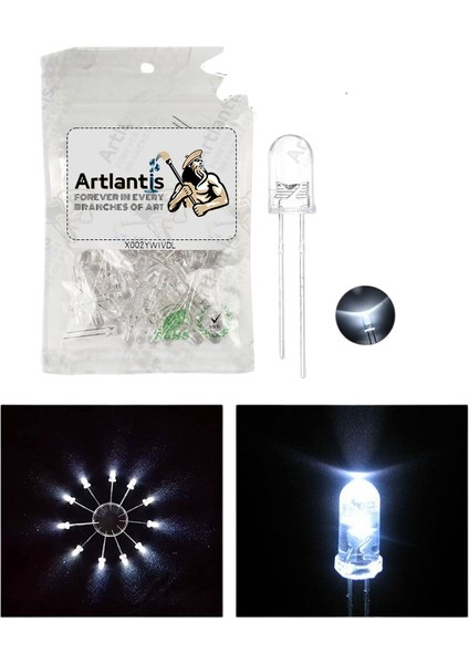 Beyaz Mantar LED Diyot Lamba 30 Lu 1 Paket Beyaz 4.8 mm Mini Mantar LED Lamba Deney Bilim Proje Arduino Işığı