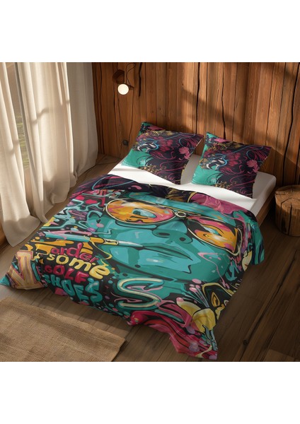 Fear And Loathing & Surreal Dragon Çift Taraflı Nevresim Takımı 200 cm x 220 cm